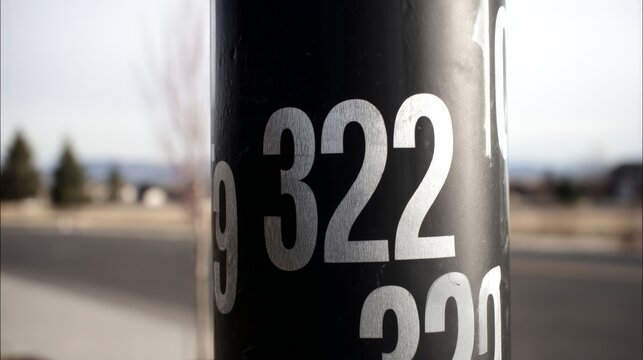 A black pole with the numbers 322 and 232 on it. The pole is on the side of the road