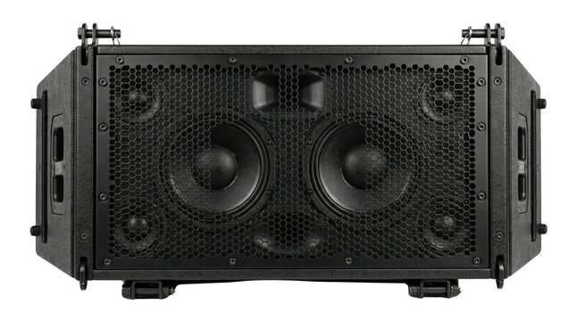 Professional line array speaker with honeycomb metal grille isolated