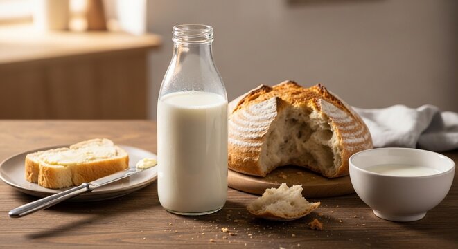 Milk bread breakfast still life