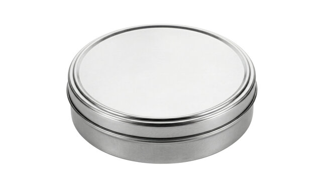 Blank round silver metal tin container mockup