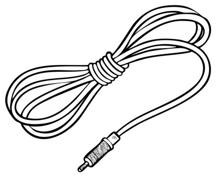 Simple illustration of a coiled audio cable with a single plug connector