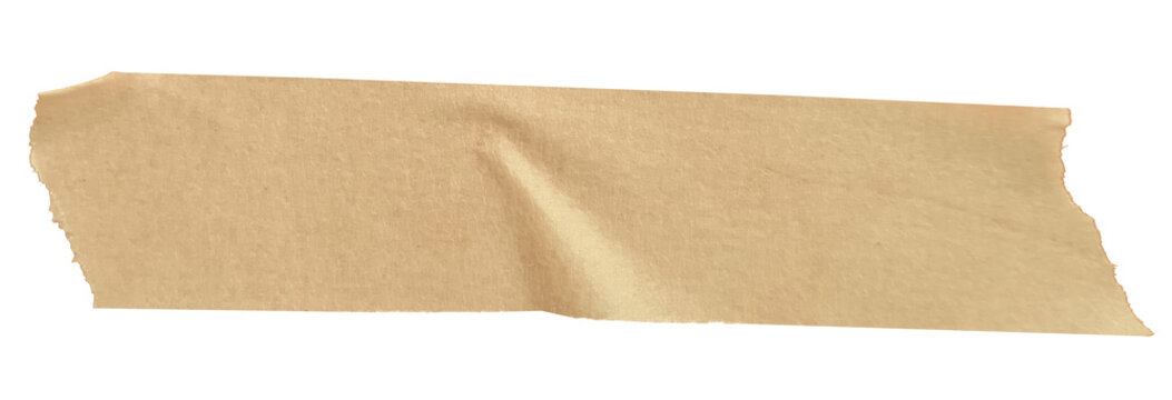Soft yellow torn masking tape strip isolated on transparent background, realistic paper adhesive label for minimal caption banner and UI design png