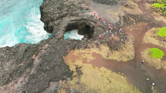 La Roche Qui Pleure, Mauritius. Drone point of view on a cloudy day