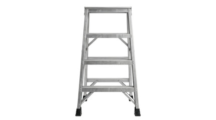 Aluminum folding step ladder front view isolated © BTG