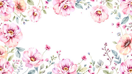 A fresh spring-inspired floral frame filled with colorful blossoms and soft artistic details © Flower