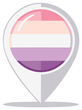 Genderfluid pride flag pin on map location