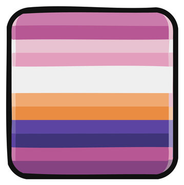 Lesbian Pride Flag Stripes Smooth Gradient Square Icon Colorful Symbol