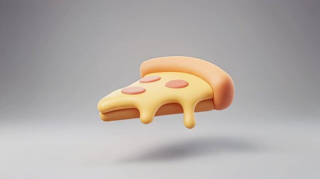 Melting cheese pizza slices in air.