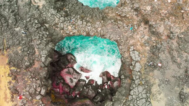 La Roche Qui Pleure, Mauritius. Drone point of view on a cloudy day