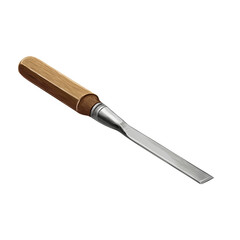 Fototapeta premium Woodworking chisel with wooden handle on white background isolated on a transparent background