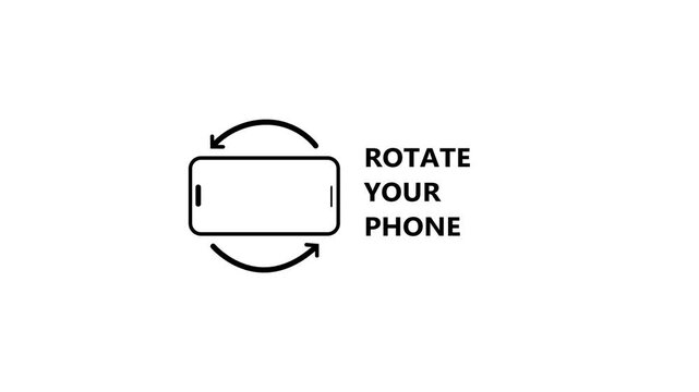 Rotate Your Phone Animation instruction icon with smartphone and circular arrows on black background mobile orientation guide UI animation modern minimal design 4k animation video
