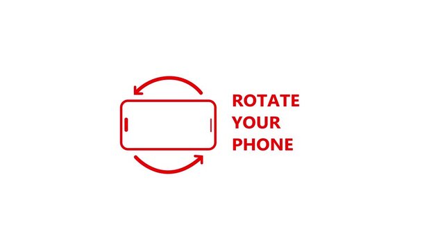 Rotate your phone instruction icon with smartphone and circular arrows on white background mobile orientation guide UI animation clean minimal design 4k visuals