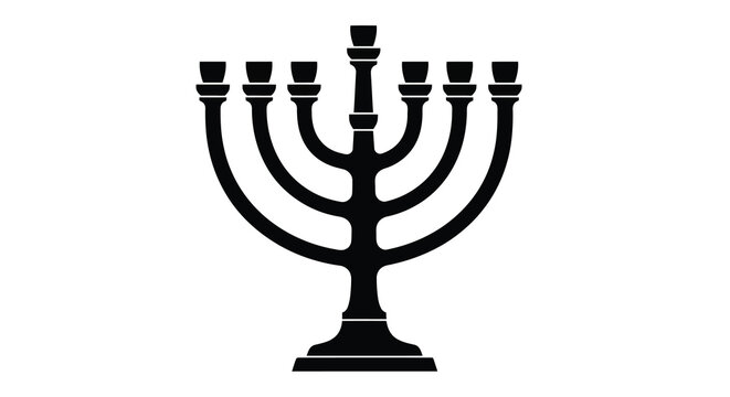 Black menorah illustration with seven branches a striking silhouette high quality