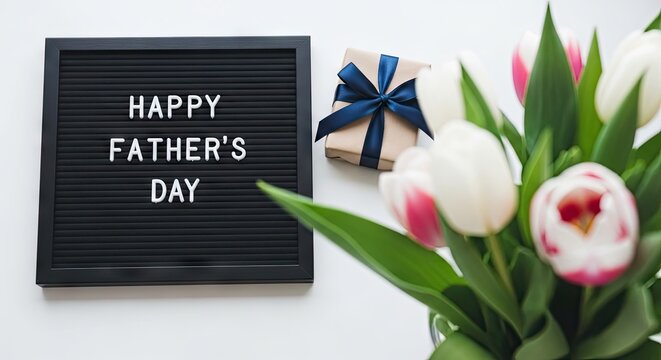 Festive father's day greeting with tulips a celebration of parenthood and appreciation