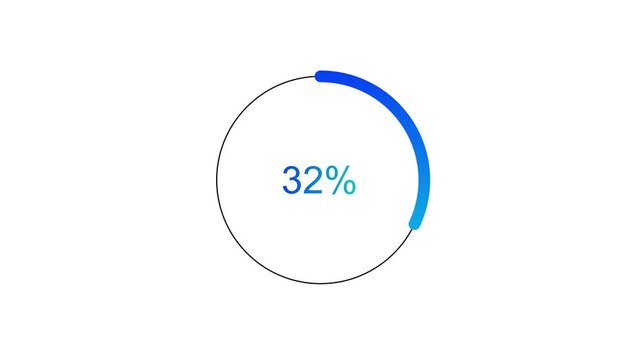 0 to from 32% loading loop animation. glowing circular progress on white background .