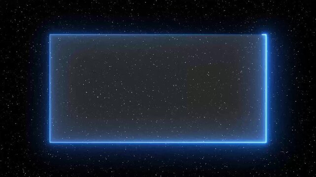 Abstract technology interface frame with blue light border and starfield motion.