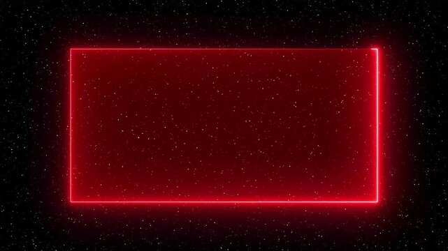 Abstract technology interface frame with red light border and starfield motion, digital interface concept.