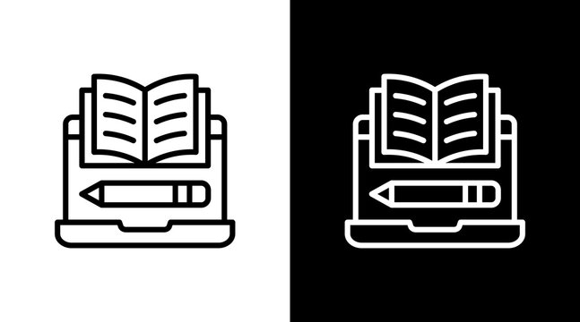 Online Learning White Icon Set Design