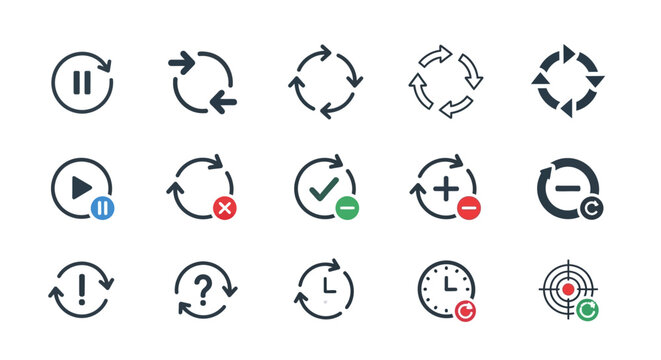 Modern Refresh, Reload, and Update Icons Set for Web and App Design