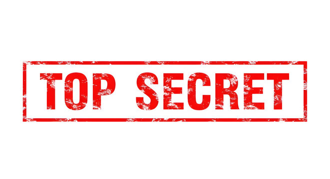 Top secret red stamp on transparent background