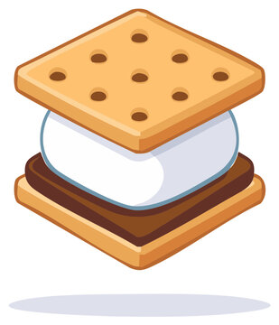 Delicious S'more Illustration with Graham Crackers Marshmallow and Chocolate Dessert Treat