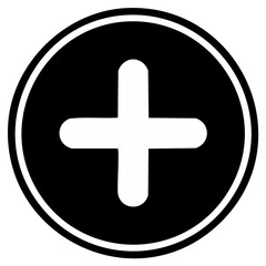 Obraz premium White plus sign in a black circle with a white outline symbol
