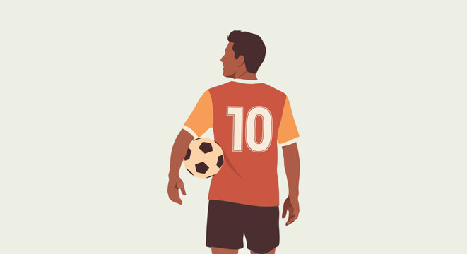 Man holding soccer ball in hand.