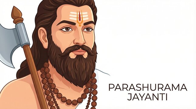 Parashurama Jayanti Lord Parashurama Illustration with Axe Hindu Festival Concept on White Background