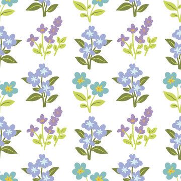 Floral spring seamless pattern. Hand drawn meadow flowers background.