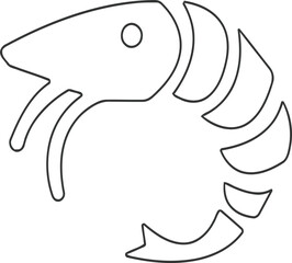 Naklejka premium A simple black and white line art illustration of a small shrimp in a minimalist vector style