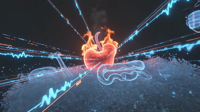 Abstract Medical Visualization of Burning Organ and Health Data