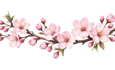Naklejka premium PNG Delicate cherry blossom branch illustration.