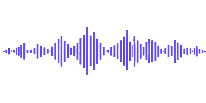 This blue digital sound wave vector illustration features a frequency equalizer graph and audio data chart designed for technology and business market growth