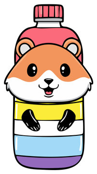 Hamster Inside Colorful Bottle Illustration