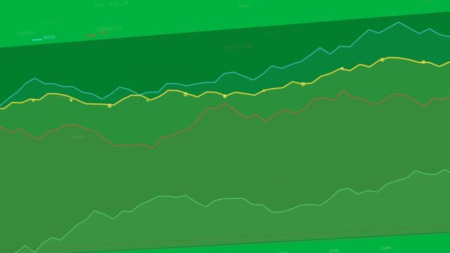 Vertical video: Timer starting chart drawing filled areas from left on grid with cursor for trends
