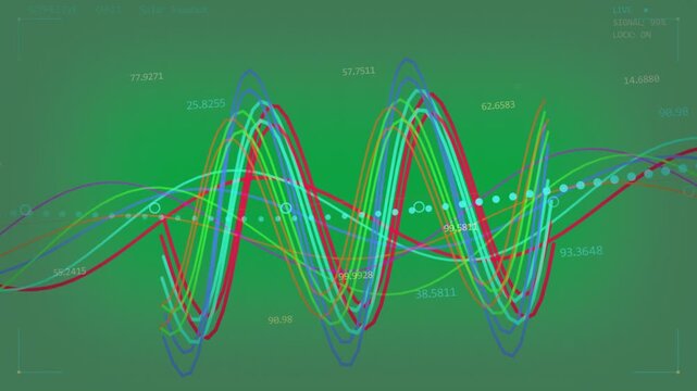 Starting left lines sweeping forming two peaks adding dots labels showing trends on transparent HUD