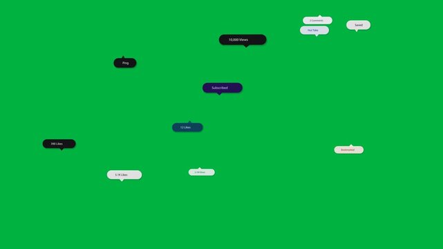 First badge starting badges grouping and fading on clear canvas, showing Subscribed and view counts