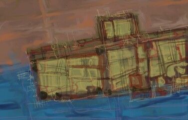 Abstract image for printing. Picture for modern interiors. The picture is painted by hand on a tablet. © neurostructure