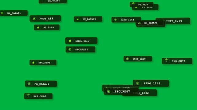 Labels fading in, HUD tags clustering and updating values on transparent backdrop for live status