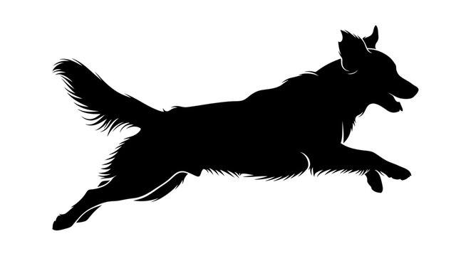 Dynamic Silhouette of a Leaping Dog in Mid-Air.
