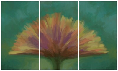 Modern interior triptych. The picture is painted by hand on a tablet. © neurostructure
