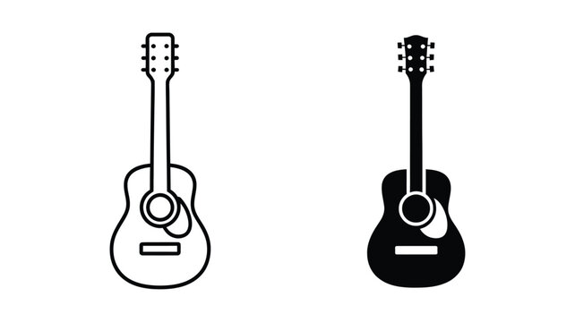 Acoustic guitar silhouette illustration, elegant instrument contour