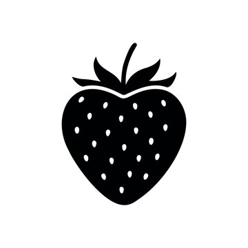 Simple strawberry silhouette vector flat illustration design.