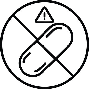 No Pills Icon with Warning Symbol
