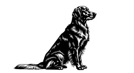 Obraz premium Elegant Black Dog Sitting Gracefully on White Background.