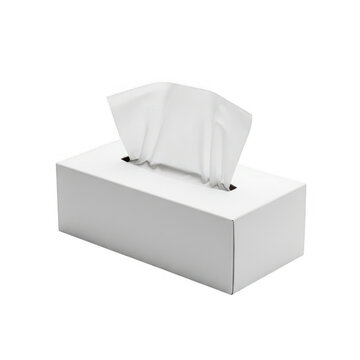 A white tissue box with a tissue sticking out png