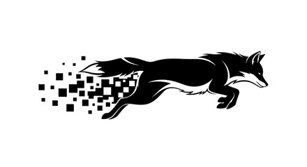 Dynamic Fox Logo with Pixelated Trail. © mhmmd