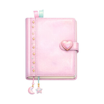 PNG Pink planner with heart clasp.