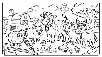 Fototapeta premium Farm animals on a sunny day.