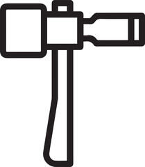 Fototapeta premium Premium High-Resolution Flat Black & White Vector Icon of Forestry Hammer with Chisel for Construction Industry, Woodworking Tools, Landscaping Projects, Professional Workshops, Log Cabin